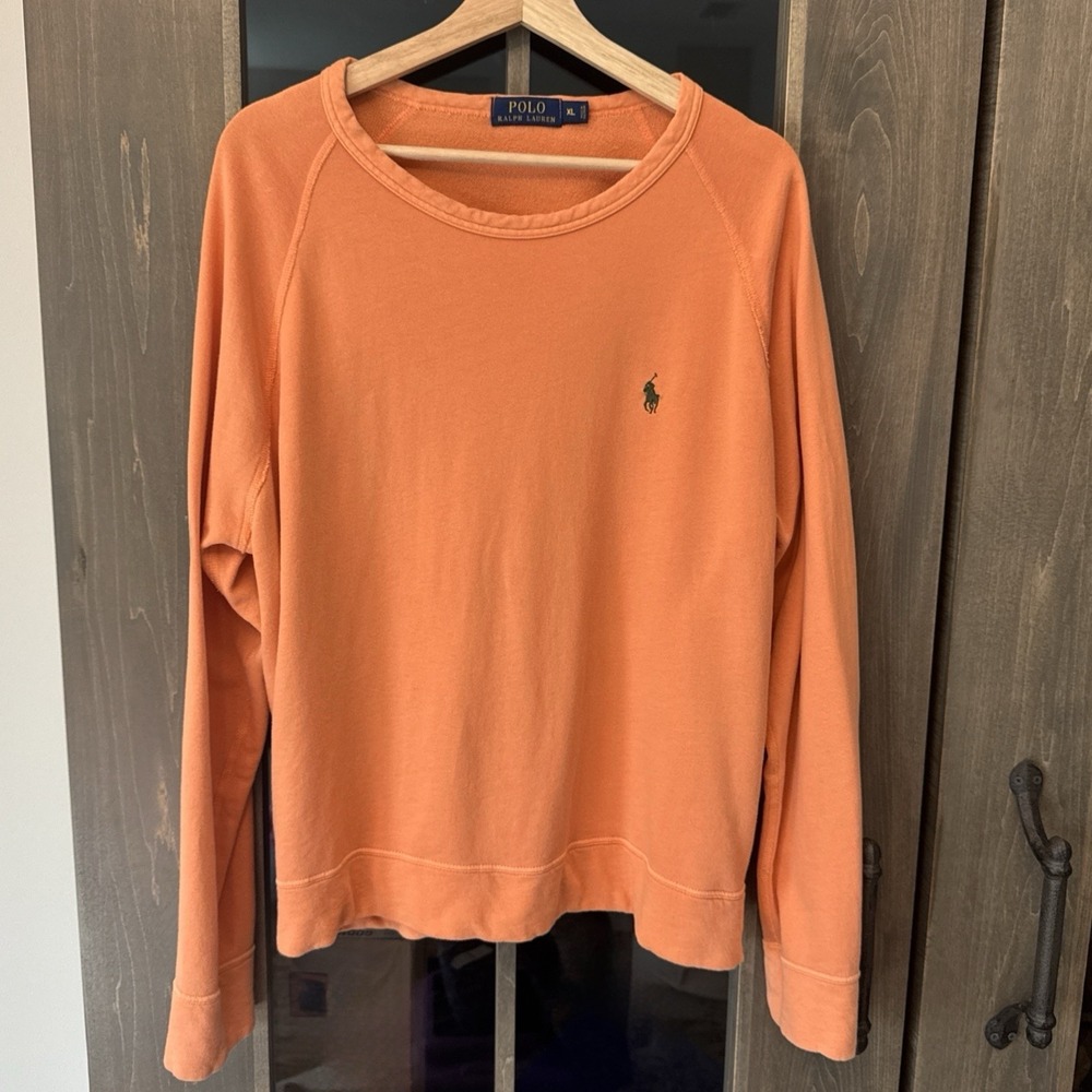 Polo Ralph Lauren Spa Terry Raglan Cotton Sweatshirt Pony Mens XL Peachy Orange